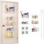 Yuyetuyo 5-Tier Over The Door Organizer Bathroom Shelves Hair Tool Organizer - Hair Dryer Holder Adjustable Height, DIY Bathroom Storage Shelf Wall Mounted Behind The Door Storage by Yuyetuyo