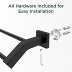 FORIOUS Double Towel Bar 24 Inch, Bathroom Towel Rack Square Matte Black - Image 7