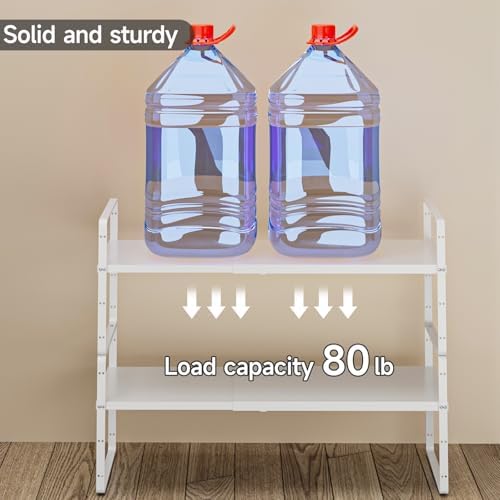 Expandable Cabinet Shelf Organizer, 16.5"~27''L, White - Image 3