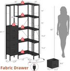 AFLUI 5-Tier Corner Bookshelf with LED Light Strips, 4 Fabric Drawers - Image 2