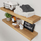 Natural Wood Floating Shelves for Wall 30 Inches Long, Oak Wooden Shelf by BAOBABWORKSHOP