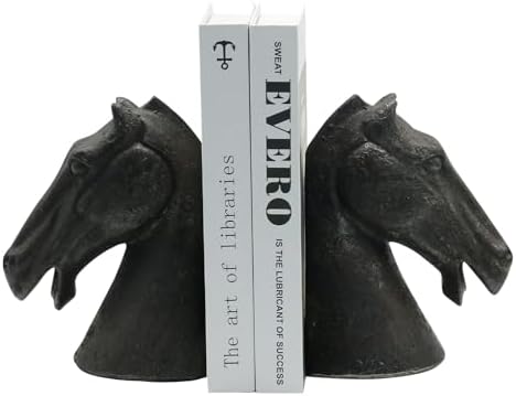 Lukitas Black Horse Head Decorative Bookends Weighted Non-Slip, Resin 7.5'' by Lukitas