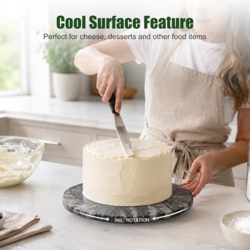 Marble Lazy Susan, 16 in Lazy Susan Turntable Organizer for Cabinet Pantry Kitchen Countertop Fridge Bathroom Makeup Vanity Countertop - Blue Fantasy - Image 7