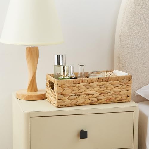 Vagusicc Water Hyacinth Wicker Storage Basket With Handles, Toilet Paper Basket for Tank Top, Small Baskets for Organizing Shelves, 2-Pack - Image 7
