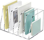 SANRUI Acrylic Magazine File Holder, 6 Vertical Compartments Desk Document Sorter Organizer, Clear Folder Rack Binder Bookstore Workspace Sorters for Office Accessories Organization Storage by SANRUI