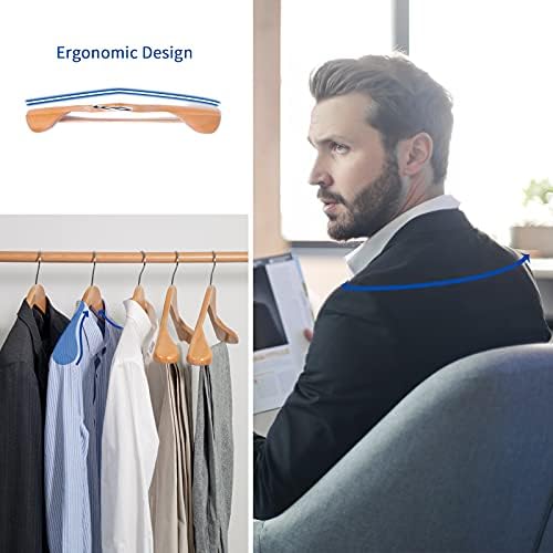 Nature Smile Luxury Natural Wooden Suit Hangers - 6 Pack - Wood Coat Hangers,Jacket Outerwear Shirt Hangers,Glossy Finish with Extra-Wide Shoulder, 360 Degree Swivel Hooks & Anti-Slip Bar with Screw - Image 4