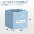 Fabric storage cubes (8 Pack) 13 Inch Cube Storage Bin, cube organizer bins with 8 Labels Window Cards & a Pen,Foldable cube organizer bins and Storage Box,Pastel Blue - Image 2
