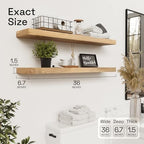 Natural Wood Floating Shelves for Wall 36 Inches Long, Oak Wooden Shelf - Image 3