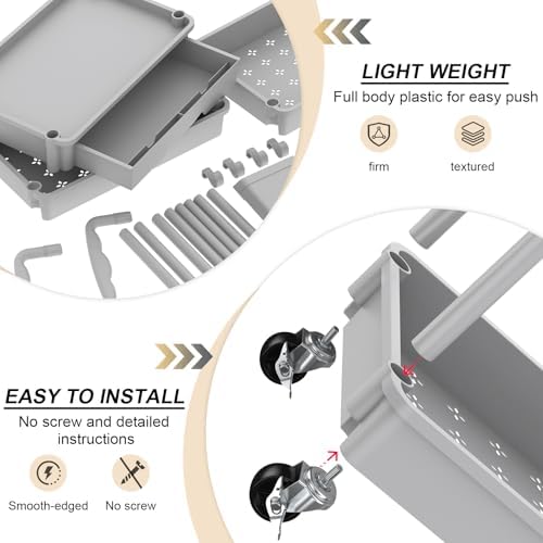 Goovilla 4 Tier Rolling Utility Cart Organizer with Removable Drawer, Grey - Image 3