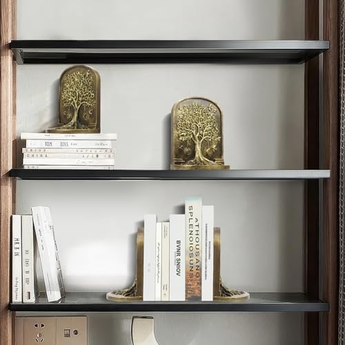 Tree of Life Vintage Heavy Bookends, 2 Unique Bronze Decorative Bookend for Shelves or Bookcase, Anti-Slip Book Shelf Bookends Decorative, Gifts for Mother and Father - Image 4