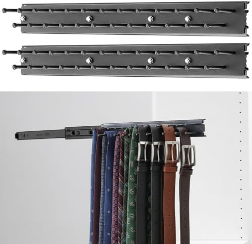 Blulu 2 Pcs 13.8'' Sliding Tie Rack Hangers for Closet, 25 Tie Each, Black by Blulu