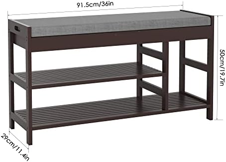2-Tier Shoe Rack Bench with Flip-Top Storage, 36" Entryway Bench with Seat - Image 2