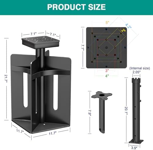 In-ground Umbrella Base with Umbrella Stand Tube Hanging Parasol Stand Holder Stainless Steels Outdoor Umbrella Base, Black - Image 3