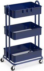 Simple Houseware 3-Tier Heavy Duty Metal Utility Rolling Cart, Navy by SimpleHouseware