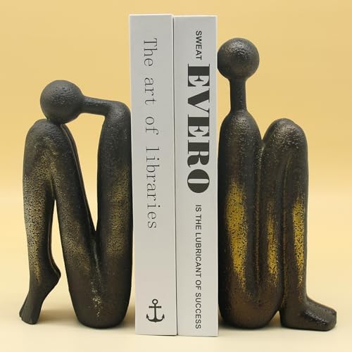 Lukitas Thinker Decorative Bookends, Non-Slip Book Holder, Resin 9'' - Image 2