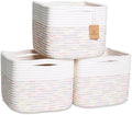 NaturalCozy Storage Cubes 9”x9”x7”Cotton Rope Woven Baskets for Organizing 3-Pack | 9 Inch Cube Storage Bin | Small Basket for Shelf Nursery, Pantry, Decorative Plant, Bathroom Closet, Toy Gift by NaturalCozy