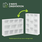 Furinno LUDER Book Shelf, 11-Cube Bookshelf, Reversible Bookcase, 9.4 x 29.1 x 41.7, Easy Assembly, for Living Room, Bedroom, Home Office, White - Image 5
