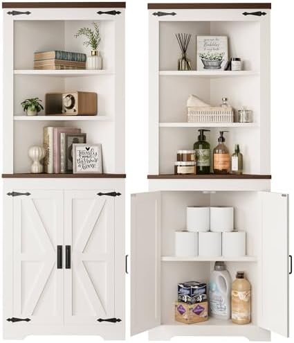 IRONCK Corner Cabinet, 68'' Tall Storage Cabinet with Doors and 5-Tier Shelves for Bathroom, Freestanding Bookcase Corner Display Cabinet Kitchen Hutch for Small Space, 2 Pack by IRONCK