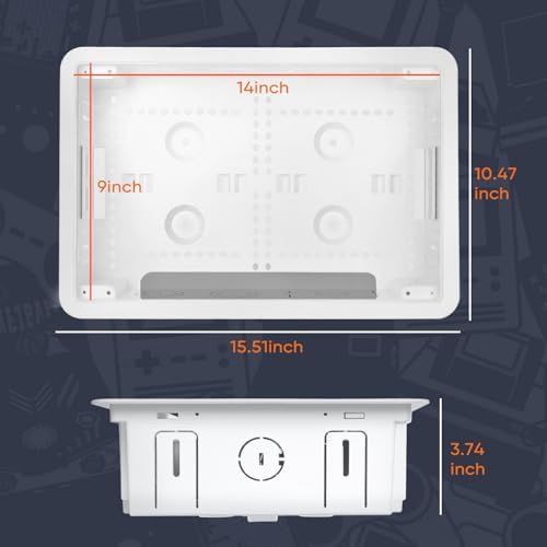 9" in-Wall TV Media Box, Recessed Cable Management Enclosure Fit for Apple & Roku & Fire TV, Seamless Structured Wiring Storage, Clutter-Free Wall Mount AV Solution (Pack of 2) - Image 6