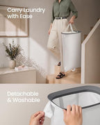 SONGMICS Laundry Hamper with Lid and Pedal, 160L Laundry Basket，2 Sections - Image 5
