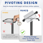 RUACQ Bathroom Toilet Paper Holder Stand with Storage, Matte Black - Image 3