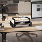 Ballucci 3-Tier Desk Organizer with 2 Side Mail Sorter Slots, Wood Letter Tray, Open Top Paper Organizer, Desktop File Organizer, Black - Image 5