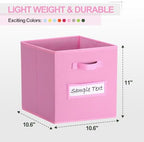 11x11 storage cube bins (Set of 10) Foldable Fabric storage cubes with 10 Labels Window Cards & a Pen,11 inch cube storage bin,Closet Organizers for Shelves,Cubby Organizer Boxes,Light Pink - Image 2
