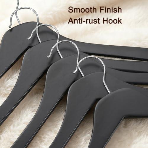 TOPIA HANGER Black Wooden Hangers 30 Pack, 0.28-inch Thick Slim Wood Clothes Hanger with Flat Design and Smooth Notches, Lightweight Space Saving Hangers for Shirt, Coat, Camisole-CT31B - Image 4