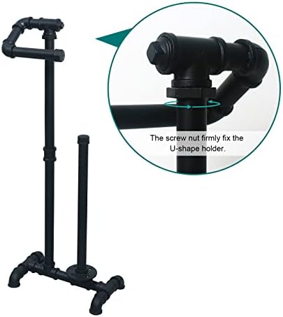HouseAid Free Standing Industrial Pipe Toilet Paper Holder for Bathroom, Stand Rustic Iron Toilet Roll Holder with Reserve, Vintage Style, Matte Black - Image 3
