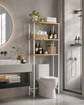 LiSHELF Bamboo Over The Toilet Storage Shelf 3-Tier Bathroom Organizer Rack Freestanding Above Toilet Shelves Space Saver for Small Bathroom, Laundry, White by Unknown