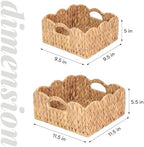 Scalloped Baskets (Natural-Set of 2) Basket Living Room Organizer, Water Hyacinth Baskets For Decor, Woven Basket for Bathroom, Bedroom, Laundr (2, Light Brown) - Image 2