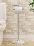 KES 26" H Anti-Wobble Toilet Paper Holder Stand with 3X Weighted Marble Base, 18/8 Stainless Steel Free Standing Toilet Paper Holder Rust-Resistance Upgrade, Vintage Brushed Steel, BPH235-2 by KES
