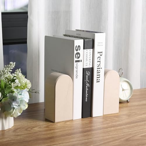 Koville African Natural Marble Bookends for Shelves, 7lbs Heavy-Duty Marble Book Holders, Decorative Book Ends, Bookshelf Apartment Decor for Normal Books/CD/Video Games - Image 4