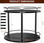 Lazy Susan Organizer 2 Tier - 12.4" Turntable Spice Rack for Table Top, Wooden Rotating Lazy Susan for Cabinet Pantry Kitchen Countertop Dining Table Cupboard Bathroom Vanity Storage(Black) - Image 3