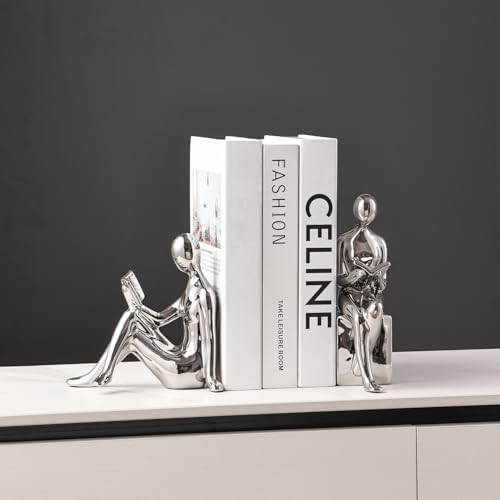 Ceramic Decorative Bookends, Book Ends for Shelves, Home Office Decor - Image 4