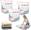 3 PACK No-Pump Cube Vacuum Storage Bags, 2026 New 3D Space Saver Compression Bags, Reusable Heavy-Duty Storage Organizer for Clothes, Bedding & Comforters, Travel & Home Use | 19.6"×27.5"×11.8" by Unknown