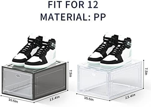 Large Clear Plastic Shoe Boxes Stackable Organizing Sneaker, 10 Pack Drop Front Shoe Storage Boxes for Closet, plastic shoe storage entryway for Size 12 (Clear 10 Pack) - Image 6