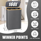 Hampers for Laundry Basket with Lid, 160L Large Laundry Hamper 3 Section - Image 3
