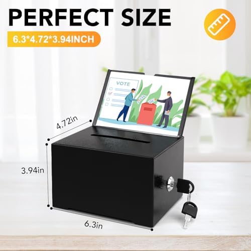 Suggestion Boxes with Slot and Lock, 3 Pack Metal Donation Boxes - Image 2