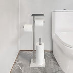 GZILA Toilet Paper Holder Stand with Shelf, Marble Base Heavy Free Standing Toilet Paper Double Roll Holders SUS304 Stainless Steel Brushed Nickel, Storages 4 Reserve Rolls Dispenser - Image 5