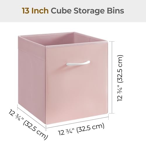 StorageWorks Pink Storage Cubes, 13x13 Leather Cube Organizer Bins, 4-Pack - Image 2