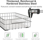 Pull out Cabinet Organizer, Stainless Steel 2-Pack Slide out Drawer with Silent Full-Extension Slides, Adhesive Roll out Can Spice Storage Basket Shelf Rack for Pantry, Kitchen, Bathroom, Home Closet - Image 3