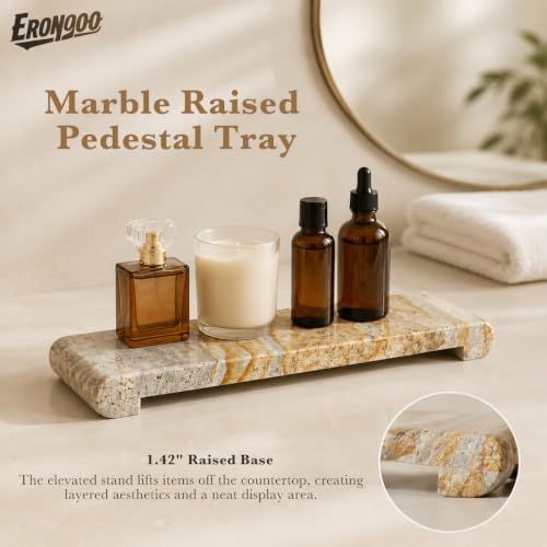16"x4" Natural Marble Tray Pedestal Stand, Bathroom Counter Vanity Trays - Image 2