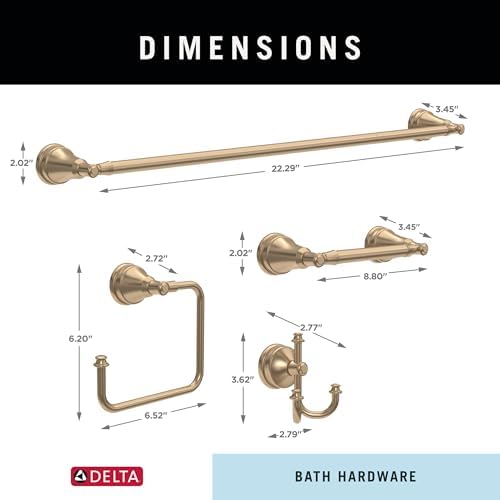 Delta Mylan 4-Piece Bathroom Set Champagne Bronze 18" Towel Rack, Toilet Paper Holder, Hand Towel Holder, Hook| Bathroom Accessory Set Towel Holder 4-Piece Hardware MYN64-CZ - Image 6
