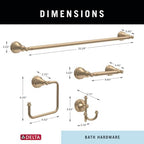 Delta Mylan 4-Piece Bathroom Set Champagne Bronze 18" Towel Rack, Toilet Paper Holder, Hand Towel Holder, Hook| Bathroom Accessory Set Towel Holder 4-Piece Hardware MYN64-CZ - Image 6