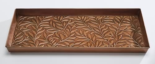 HF by LT Willow Pattern Metal Boot Tray, 30 x 13 inches, Antique Copper Finish - Image 2