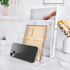 2PCS Clear Acrylic File Organizer for Desk, 4 Section Acrylic Desk Organizer and Accessories, Acrylic File Folder Holder Sorter, Office Supplies for Mail Letter Paper Electronic - Image 4