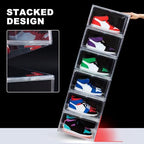 NYZE 12 Pack Acrylic Shoe Boxes Side Open, Clear Shoe Box Plastic Stackable, Shoe Storage Organizer with Magnetic Door, Shoe Display Shoe Containers with Lids Fits Up to Size 15 - Image 5