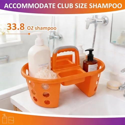 SIMPLYKLEEN Large Shower Caddy Portable 2PC - Made in USA Plastic Jumbo Size Dorm Storage Candy Tote with Handle Shower Organizer for Bathroom, Pantry, Kitchen, College Dorm, Orange/Purple - Image 6