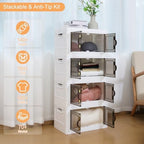 MOONEDGE 140QT Stackable Plastic Storage Bins, 4-Tier Foldable Cabinet - Image 2